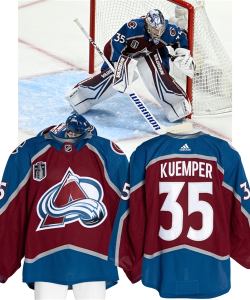 Darcy Kuempers 2021-22 Colorado Avalanche Game-Worn Stanley Cup Finals Jersey with LOA - 2022 Stanley Cup Finals Patch! - Photo-Matched!
