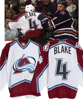 Rob Blakes 2001-02 Colorado Avalanche Game-Worn Jersey with Team LOA 