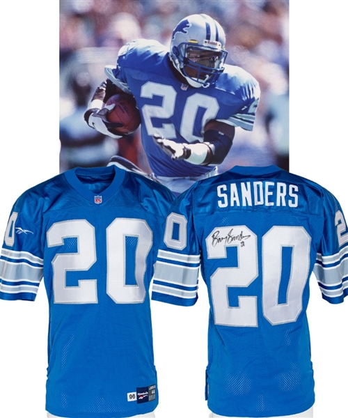Barry Sanders 1996 Detroit Lions Signed Game-Issued Jersey with JSA Auction LOA 