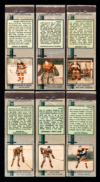 1934-35 Diamond Match Silver Hockey Matchbook Cover Collection of 21 Including HOFers Shore, Gardiner, Worters, Boucher, Cook, Oliver and Clapper