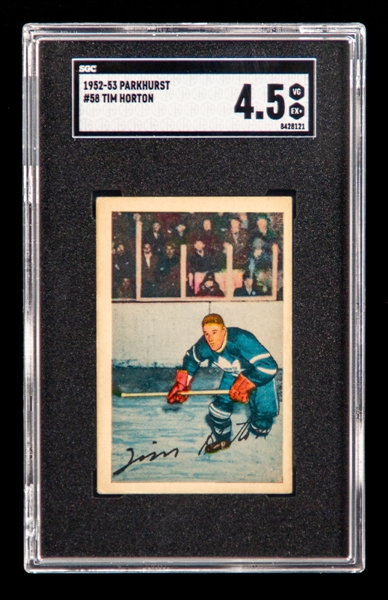 1952-53 Parkhurst Hockey Card #58 HOFer Tim Horton Rookie - Graded SGC 4.5