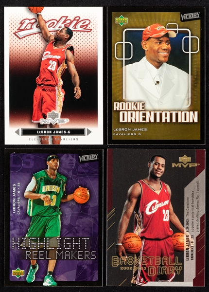 2003-04 Upper Deck Basketball LeBron James Rookie Card and Sets Collection Including 2003-04 UD MVP Rookie #201, 2003-04 UD LeBron James 32-Card Box Set and 2003-04 UD LJ Diary 15-Card Sets (7)