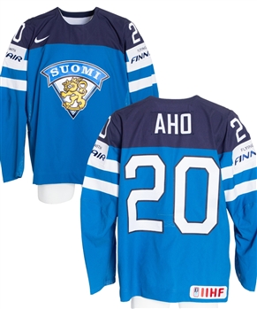 Sebastian Ahos 2016 IIHF World Championships Team Finland Game-Worn Jersey with Finnish Ice Hockey Association COA 
