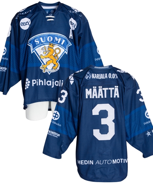 Olli Maattas 2022-23 Euro Hockey Tour Team Finland Game-Worn Alternate Captains Jersey with Finnish Ice Hockey Association COA