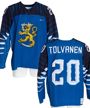 Eeli Tolvanens 2018 Winter Olympic Games Team Finland Game-Worn Jersey with Finnish Ice Hockey Association COA 