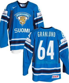 Mikael Granlunds 2012 IIHF World Championship Team Finland Game-Worn Jersey with Finnish Ice Hockey Association COA - Photo-Matched!