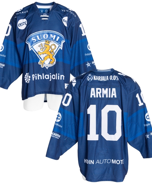 Joel Armias 2022-23 Euro Hockey Tour Team Finland Game-Worn Jersey with Finnish Ice Hockey Association COA - Photo-Matched!