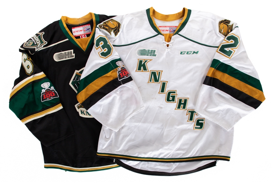 Joseph Raaymakers & Ian McKinnons 2017-18 OHL London Knights Game-Worn Jersey Collection of 2