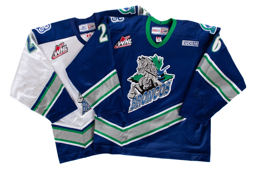 Jerrid Sauers and David Murrays 2004-05 WHL Swift Current Broncos Game-Worn Jerseys with Team LOAs