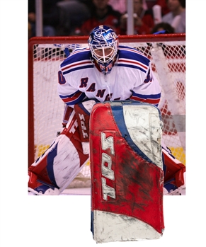 Henrik Lundqvists 2005-06 New York Rangers TPS Response Game-Worn Rookie Season Blocker with LOA - Photo-Matched to 2006 Stanley Cup Playoffs!