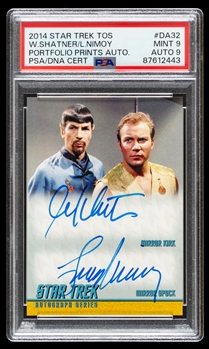 2014 Star Trek TOS Portfolio Prints Dual Autographs Card #DA32 William Shatner (Captain Kirk) and Leonard Nimoy (Spock) - PSA/DNA Certified Autos Graded 9 - Card Graded PSA MINT 9 