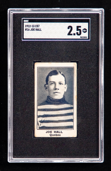 1912-13 Imperial Tobacco C57 Hockey Card #16 HOFer Joe Hall - Graded SGC 2.5