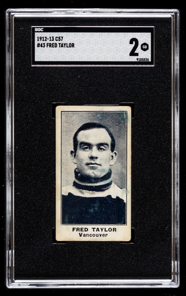 1912-13 Imperial Tobacco C57 Hockey Card #43 HOFer Fred "Cyclone" Taylor - Graded SGC 2