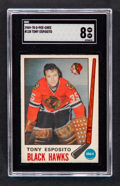 1969-70 O-Pee-Chee Hockey Card #138 HOFer Tony Esposito Rookie - Graded SGC 8