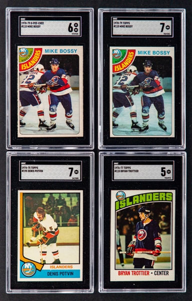 1974-75 to 1978-79 O-Pee-Chee and Topps New York Islanders SGC-Graded Hockey Rookie Cards of HOFers Mike Bossy (2), Denis Potvin and Bryan Trottier