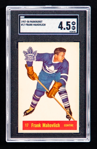 1957-58 Parkhurst Hockey Card #17 HOFer Frank Mahovlich Rookie - Graded SGC 4.5
