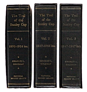 Frank Bouchers "The Trail of the Stanley Cup" Leather-Bound Three-Volume Book Set (Barry Meisel Collection)