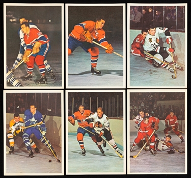1963-64 Toronto Star "Stars In Action" Hockey Photos Complete Set of 42 and 1964-65 Toronto Star NHL Stars Photos Complete Set of 48 with Albums and Sticker Sheet Plus Early-1970s NHLPA Postcards (10)