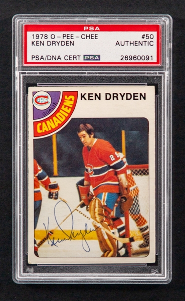 1978-79 O-Pee-Chee Signed Hockey Card #50 HOFer Ken Dryden (PSA/DNA Certified Authentic Autograph) 