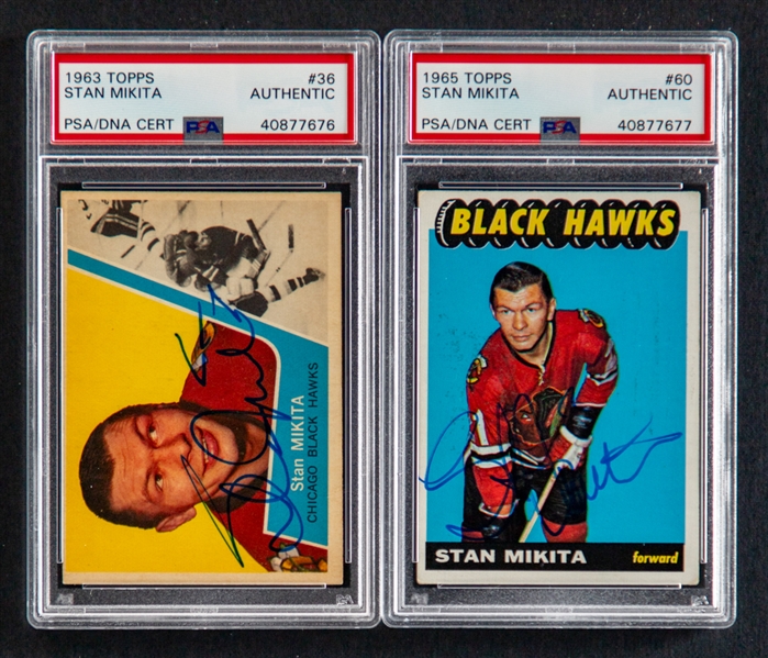 1963-64 and 1965-66 Topps Signed Hockey Cards of Deceased HOFer Stan Mikita (PSA/DNA Certified Authentic Autographs) 