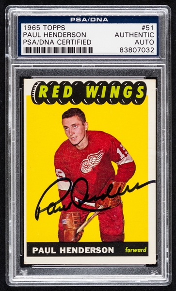 1965-66 Topps Signed Hockey Card #51 Paul Henderson Rookie (PSA/DNA Certified Authentic Autograph) 