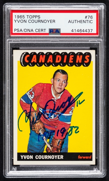 1965-66 Topps Signed Hockey Card #76 HOFer Yvan Cournoyer Rookie (PSA/DNA Certified Authentic Autograph) 