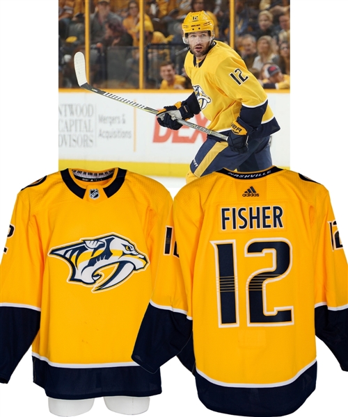 Mike Fishers 2017-18 Nashville Predators Regular Season and Playoffs Game-Worn Jersey with LOA - Photo-Matched!