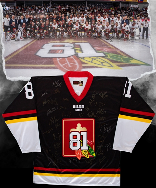 Marian Hossas 2023 "Goodbye Game" Multi-Signed Jersey by 30+ Including Hossa, Keith, Lindstrom, Alfredsson, Chara, Bondra, Holmstrom and Others