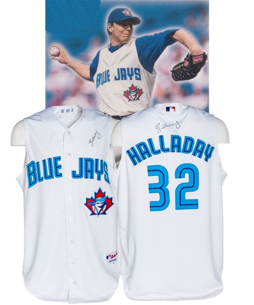 Roy Halladays 2000 Toronto Blue Jays Signed Game-Worn Jersey - Twice Signed! 