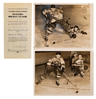 Max McNabs 1950s WHL New Westminster Royals Collection Inc. 1955-56 WHL Official Player Contract, Photos (8) and Additional Items with Family LOA
