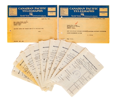 Deceased HOFer King Clancy 1944-45 Signed Referees Expense Sheets (9) Plus Telegrams (2) 