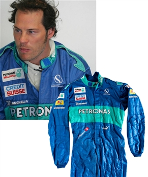 Jacques Villeneuve’s 2005 Credit Suisse Sauber Petronas F1 Team Signed Worn Suit with His Signed LOA