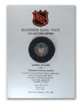 1973 20th NHL Goal Puck Plaque Presented to Darryl Sittler (8x11")