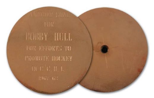 Gold Recognition Puck Presented to Bobby Hull