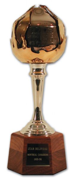 Jean Beliveaus 1955-56 Hart Memorial Trophy (14")