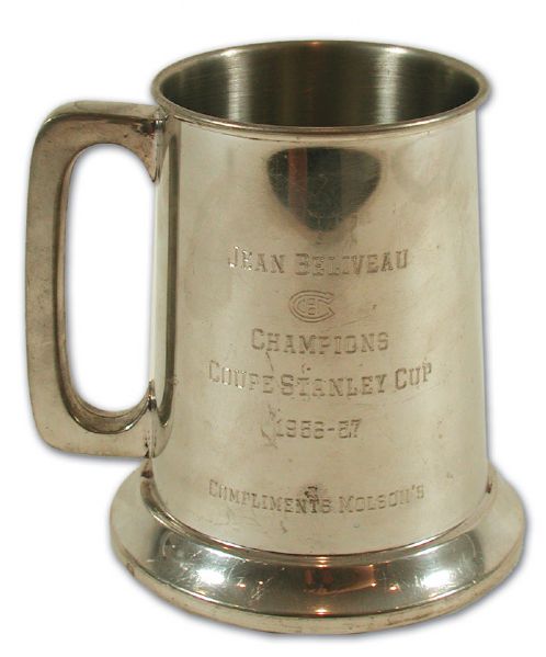 Jean Beliveaus 1956-57 Montreal Canadiens Stanley Cup Championship Pewter Mug