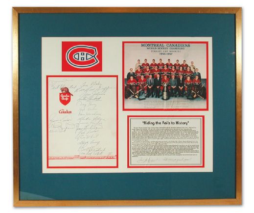 Limited Edition 1956-57 Montreal Canadiens Display Autographed by Jean Beliveau (28" x 24")