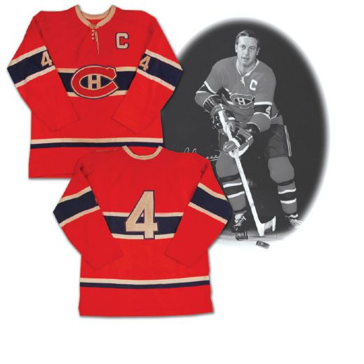 Jean Beliveaus Circa 1967 Game Used Photo Matched Montreal Canadiens Jersey  ADDENDUM