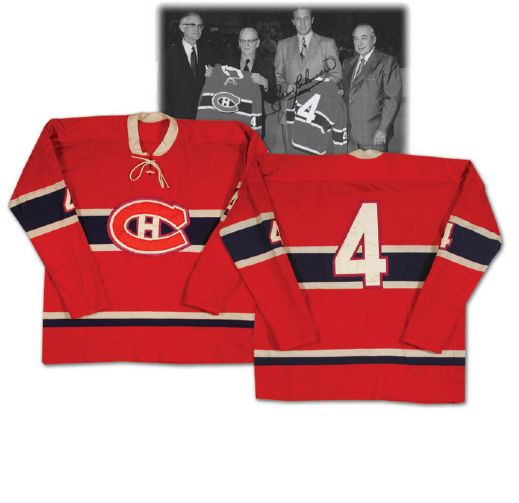 Montreal Canadiens Jersey Presented to Jean Beliveau Upon the Retirement of his Number "4"