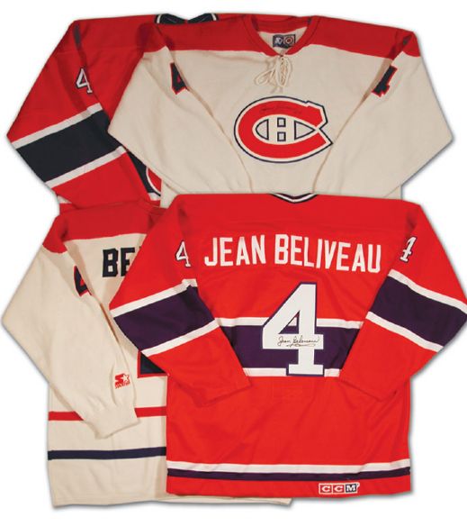Collection of 2 Autographed Jean Beliveau Montreal Canadiens Jerseys