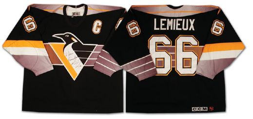 1996-97 Mario Lemieux Pittsburgh Penguins Game Jersey Traded to Jean Beliveau