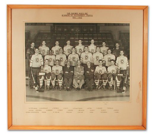 Jean Beliveaus 1951-52 Quebec Aces Framed Team Photo (26" x 23")