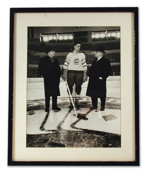 Amazing Jean Beliveau at Center Ice of the Quebec Colisée Framed Photo (17" x 14")