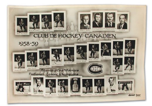 Jean Beliveaus 1958-59 Montreal CanadiensTeam Photo (14" x 10")