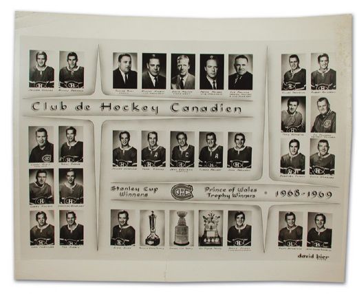 Jean Beliveaus 1968-69 Montreal Canadiens Team Photo (14" x 11")