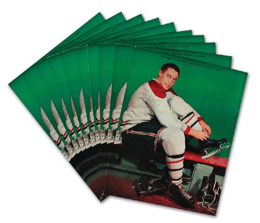 Collection of 10 Jean Beliveau Autographed 1950s Sport-Revue Photos