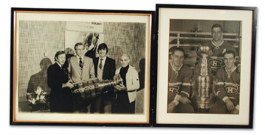 Jean Beliveaus Framed Stanley Cup Photo Collection of 3