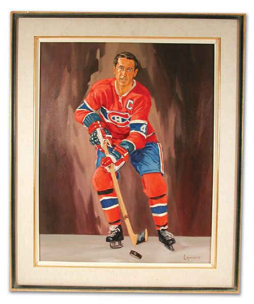 Jean Beliveaus Canadiens Dream Team Framed Painting (29" x 35")