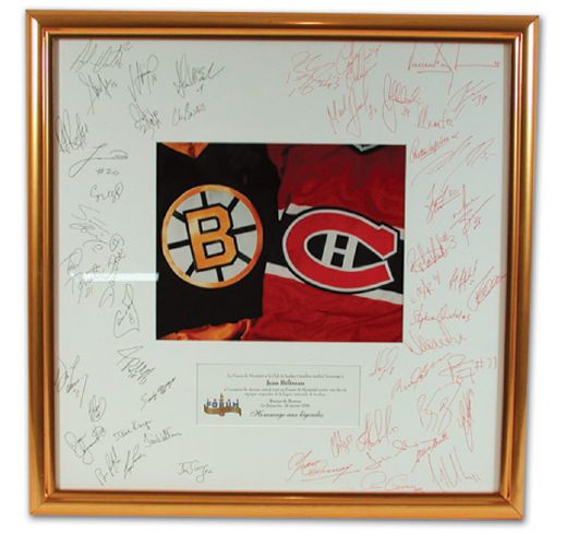 Canadiens-Bruins Autographed Display Presented to Jean Beliveau (20" x 20")