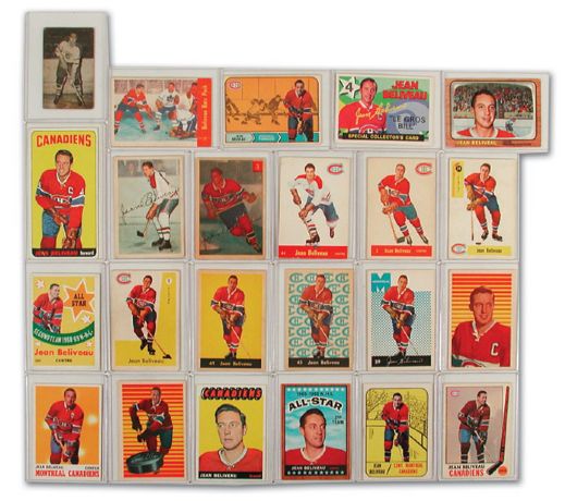 Jean Beliveaus Personal Hockey Card Collection of 23